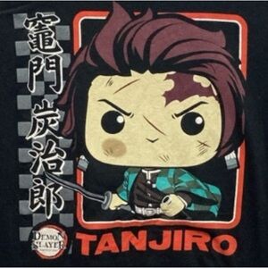 POP! TEES 2022 Demon Slayer Tanjiro, Size Large, Short Sleeve, Black EUC! 7507